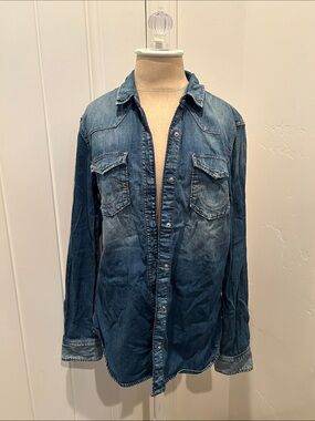 True Religion Georgia W Shirt Classic Denim Button-Up